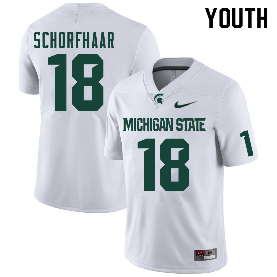 Youth #18 Andrew Schorfhaar Michigan State Spartans College Football Jerseys Sale-White